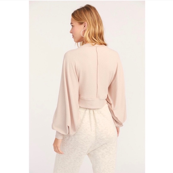 🎉HP🎉NWT Free People Sand LG Crop Sweater Buttons - Picture 2 of 6
